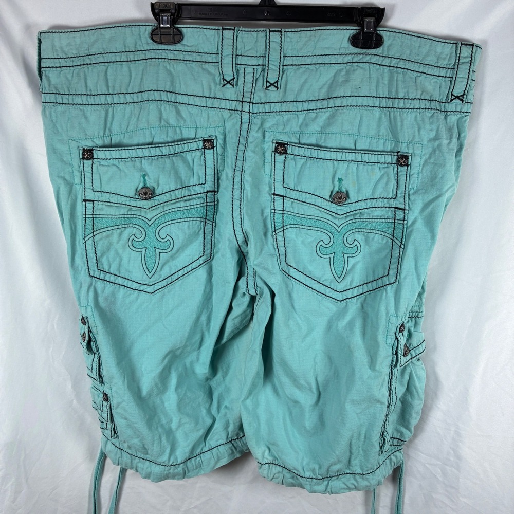 Rock Revival Cargo Shorts Mens 44 Y2K Baggy Ripstop Contrast Stitch RCM074-7 - Picture 9 of 16